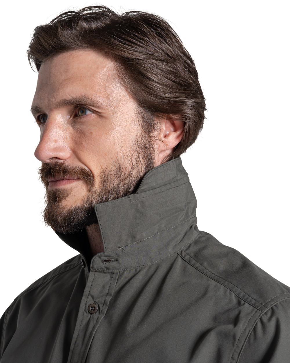 Cedar coloured Craghoppers Mens Kiwi II Short Sleeved Shirt on white background 