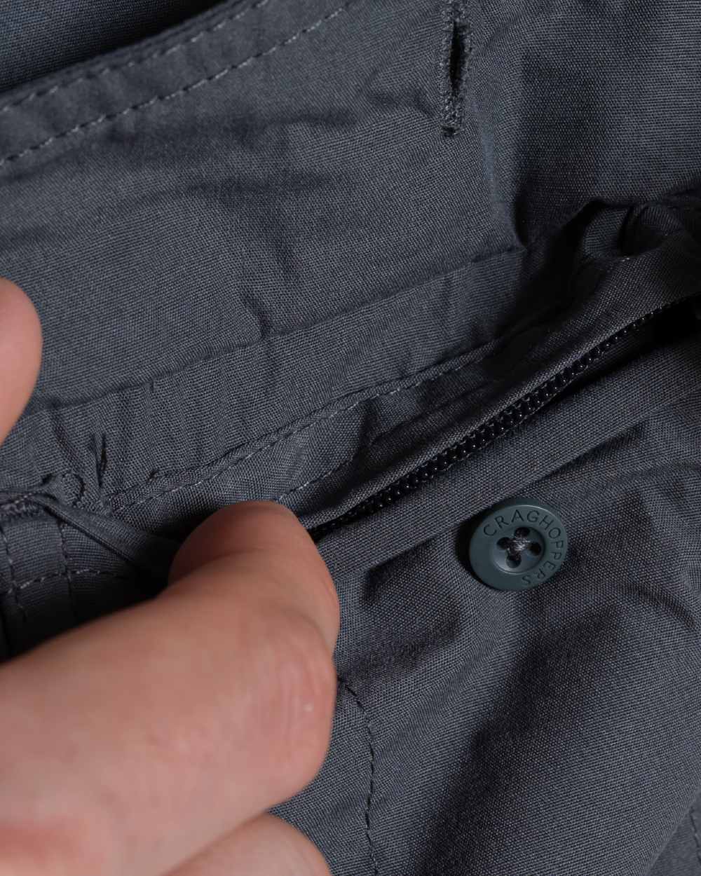 Dark Grey coloured Craghoppers Mens Kiwi II Short Sleeved Shirt on white background 