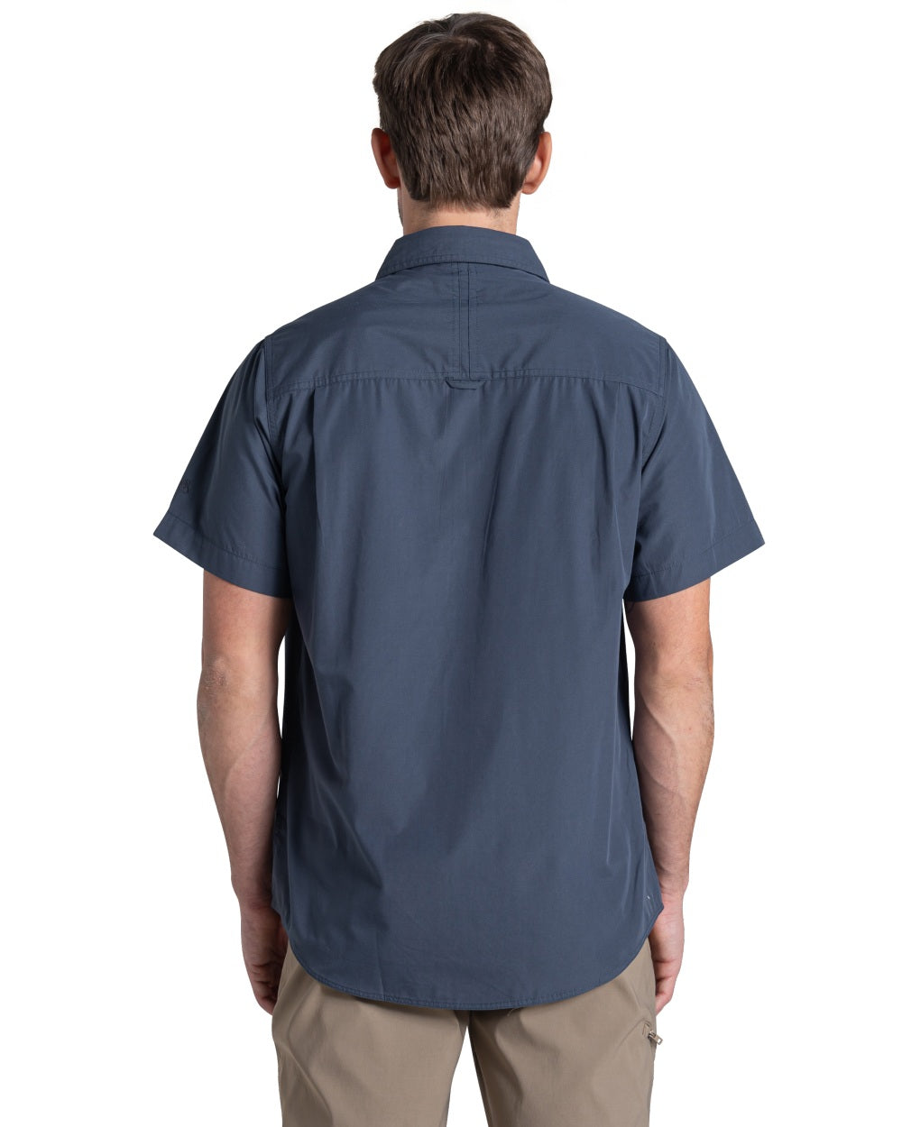 Ombre Blue coloured Craghoppers Mens Kiwi II Short Sleeved Shirt on white background 