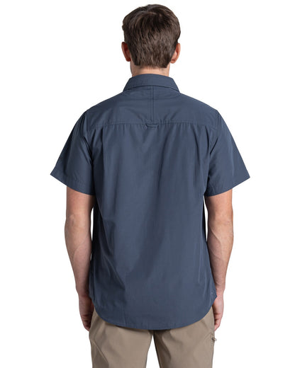 Ombre Blue coloured Craghoppers Mens Kiwi II Short Sleeved Shirt on white background 