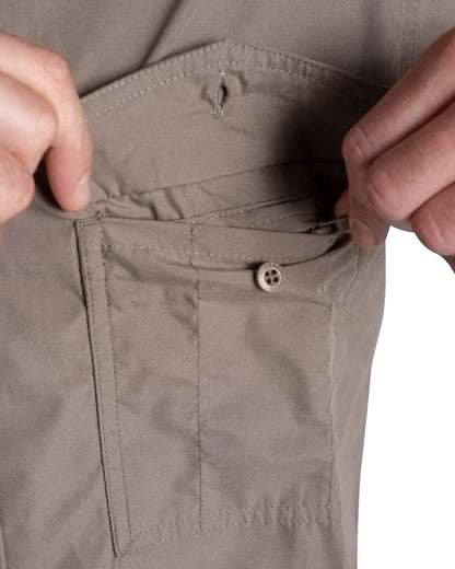 Pebble coloured Craghoppers Mens Kiwi II Short Sleeved Shirt on white background 