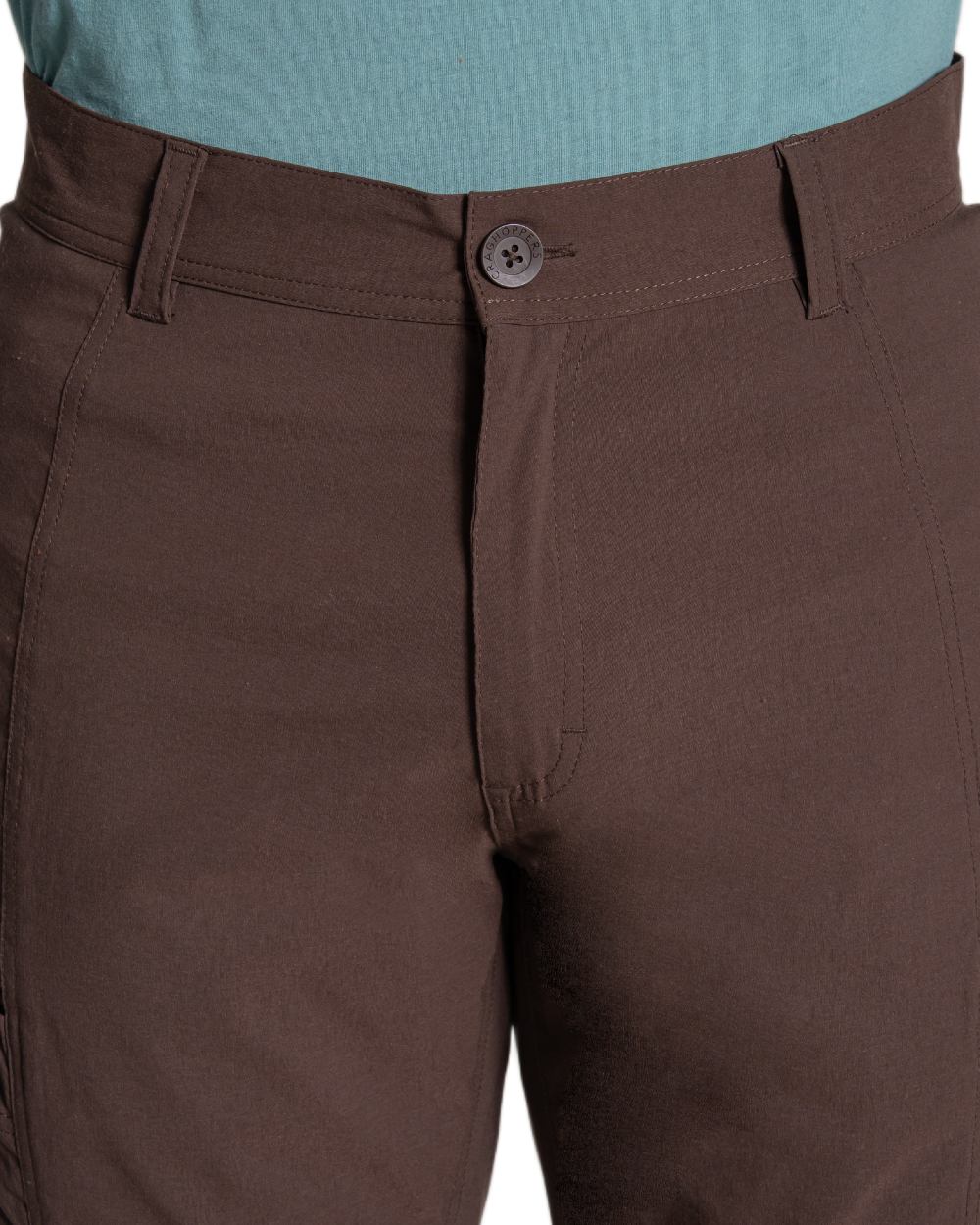 Wenge Brown coloured Craghoppers Mens Kiwi Pro Cargo Trousers on white background 