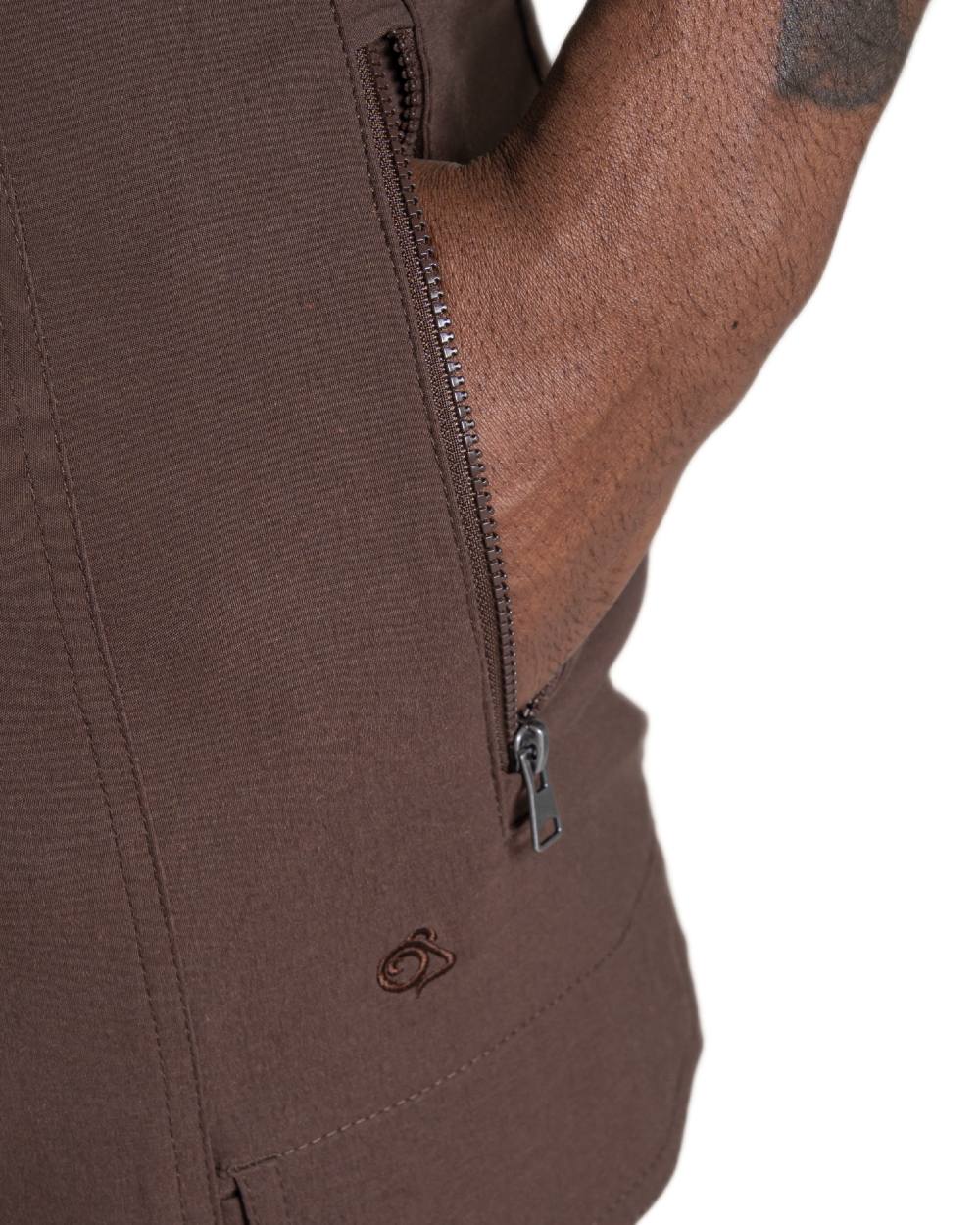 Wenge Brown coloured Craghoppers Mens Kiwi Pro Cargo Trousers on white background 