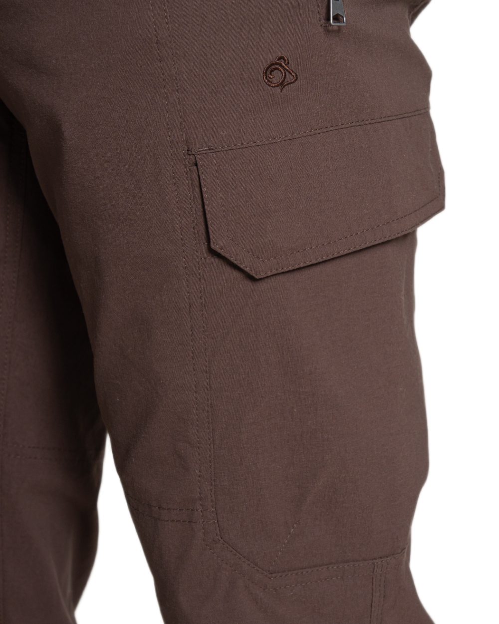Wenge Brown coloured Craghoppers Mens Kiwi Pro Cargo Trousers on white background 