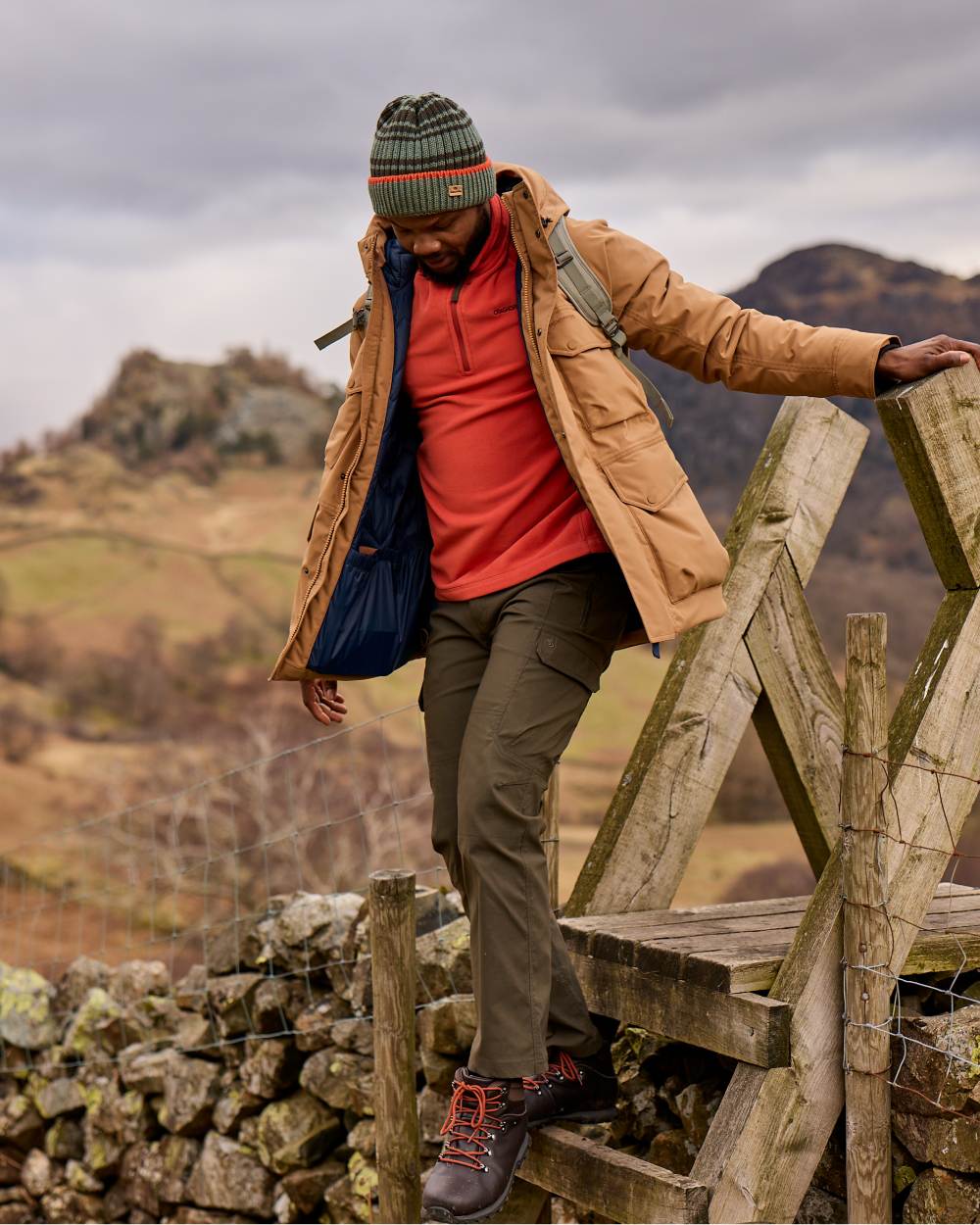 Woodland Green coloured Craghoppers Mens Kiwi Pro Cargo Trousers on white background 