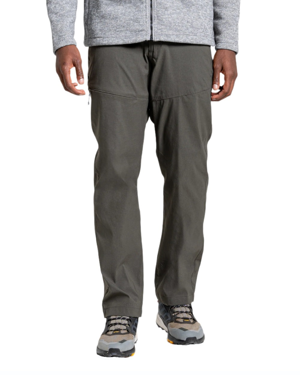 Dark Khaki coloured Craghoppers Mens Kiwi Pro II Trousers on white background 