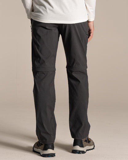 Dark Lead Coloured Craghoppers Mens Kiwi Pro III Convertible Trouser on Beige Background 