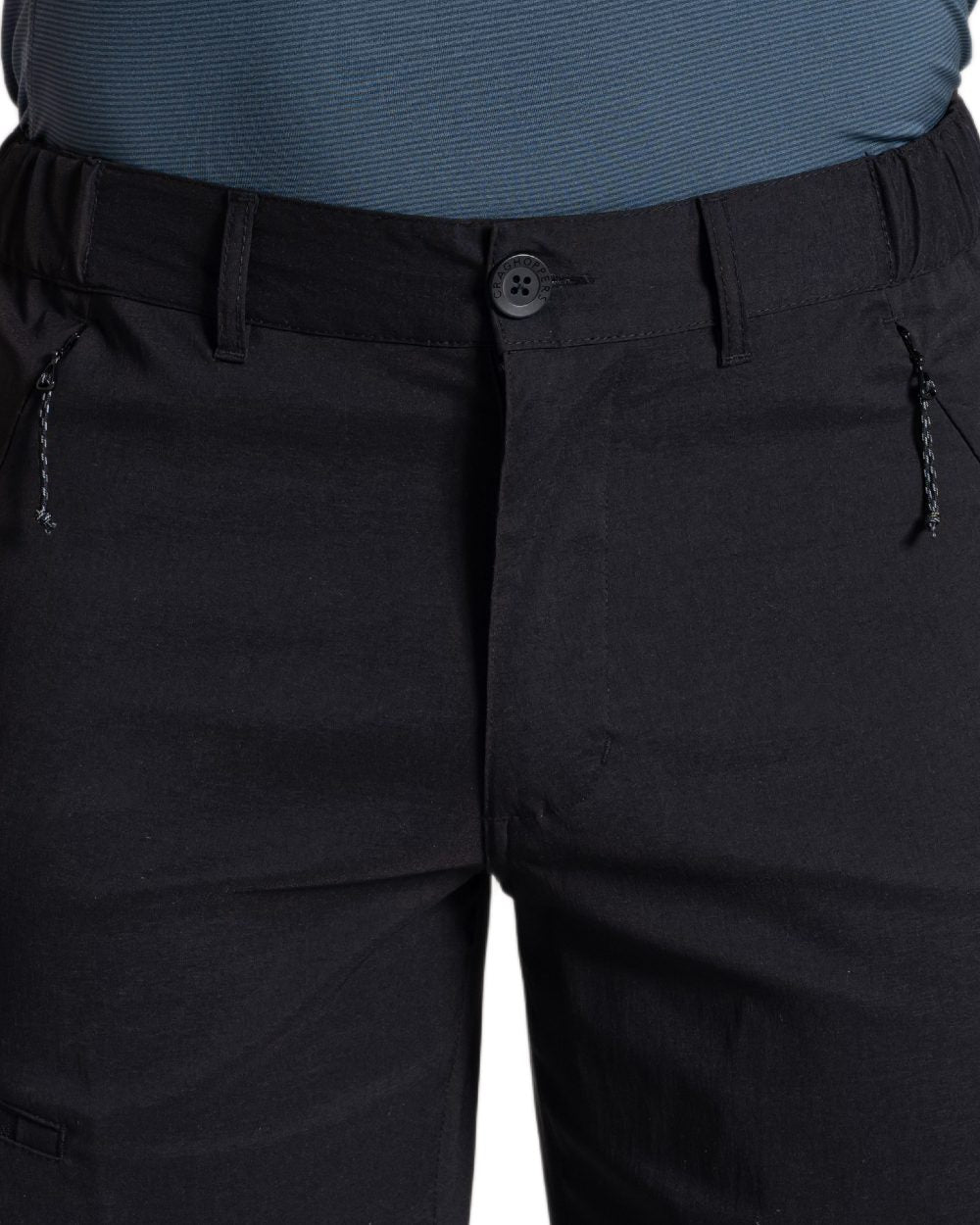 Black coloured Craghoppers Mens Kiwi Pro III Shorts on white background 