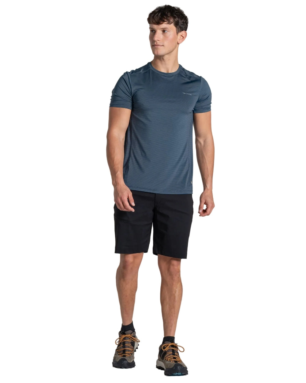 Black coloured Craghoppers Mens Kiwi Pro III Shorts on white background 