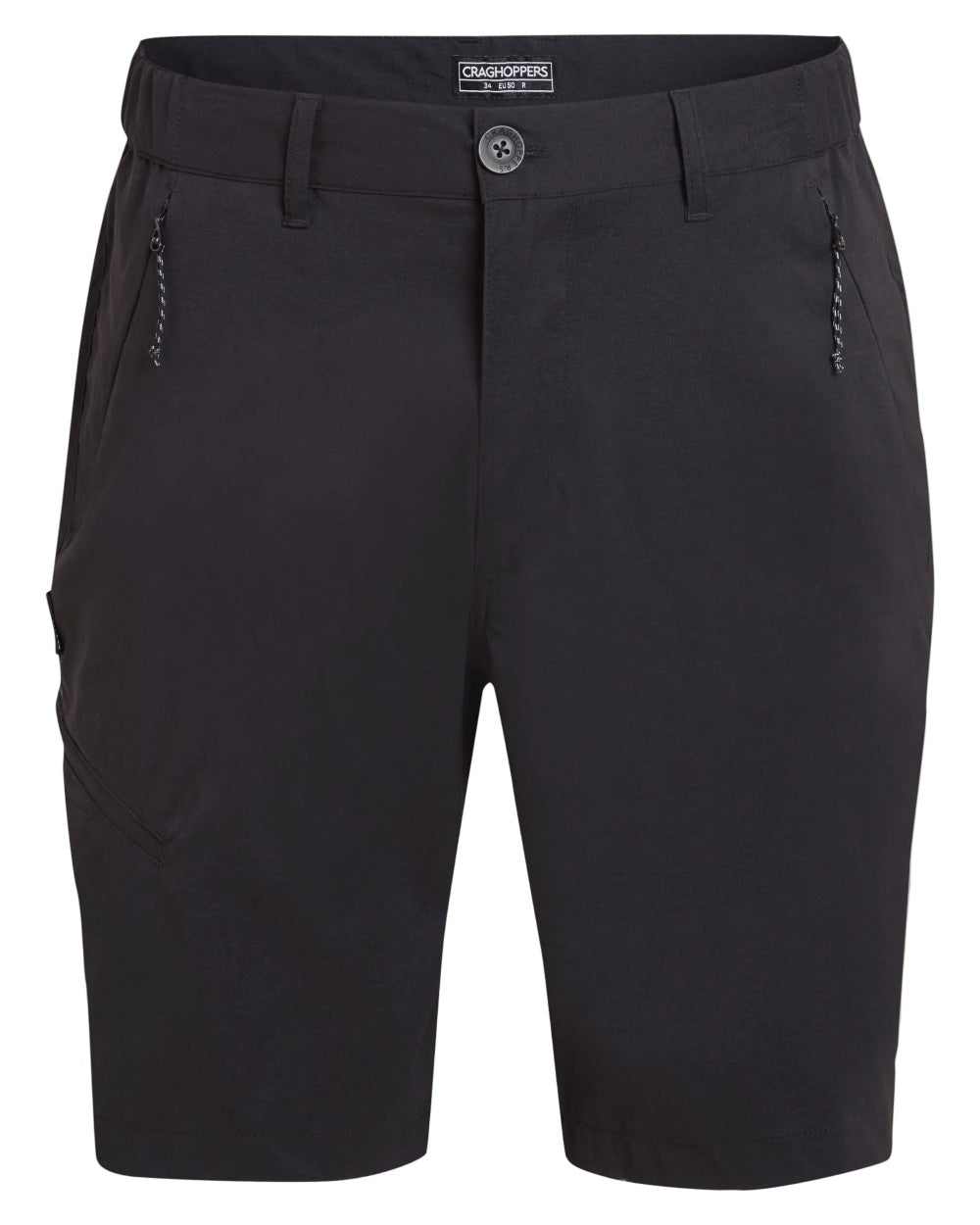 Black coloured Craghoppers Mens Kiwi Pro III Shorts on white background 