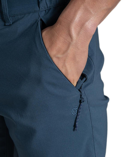 Blue Stone coloured Craghoppers Mens Kiwi Pro III Shorts on white background 