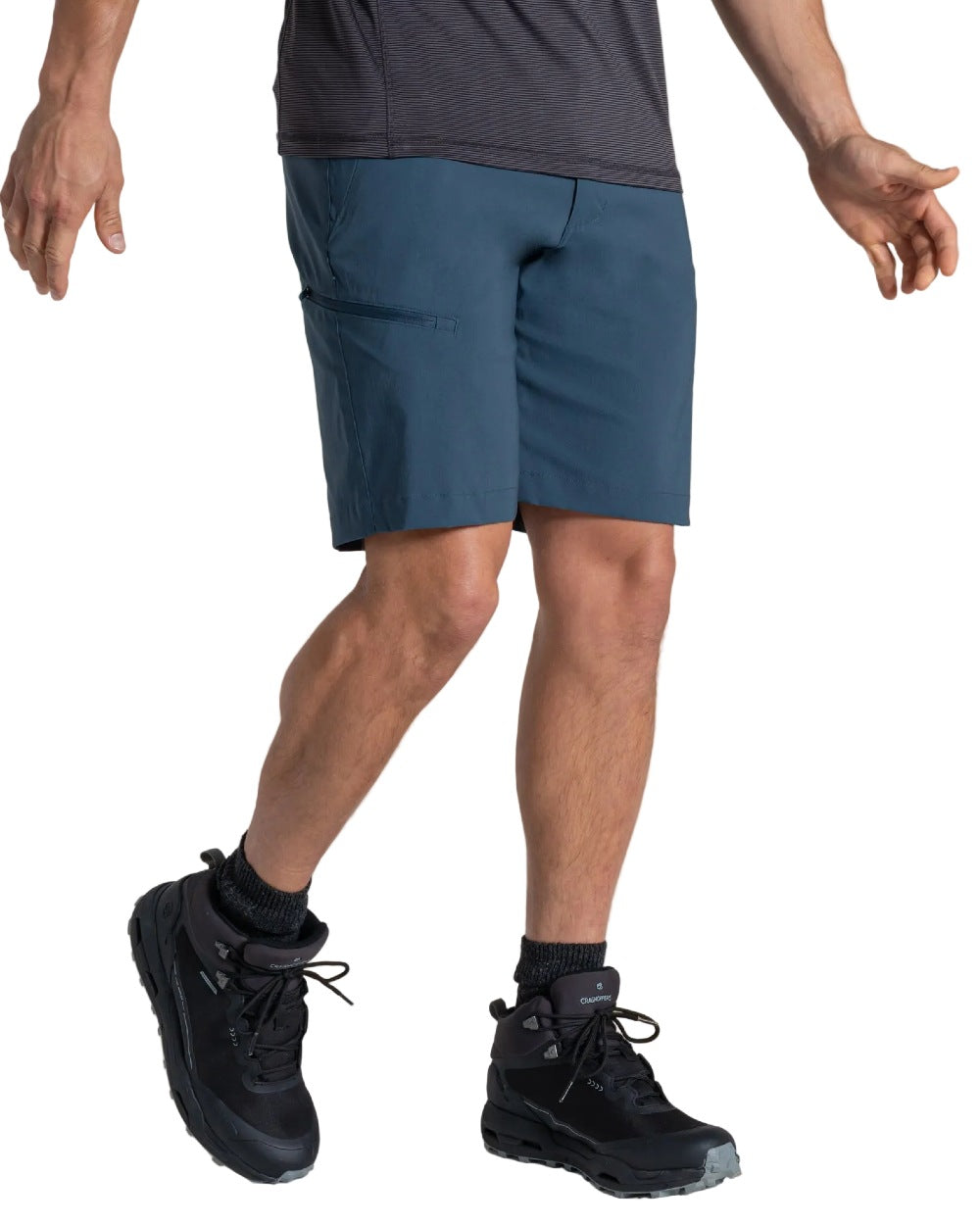 Blue Stone coloured Craghoppers Mens Kiwi Pro III Shorts on white background 