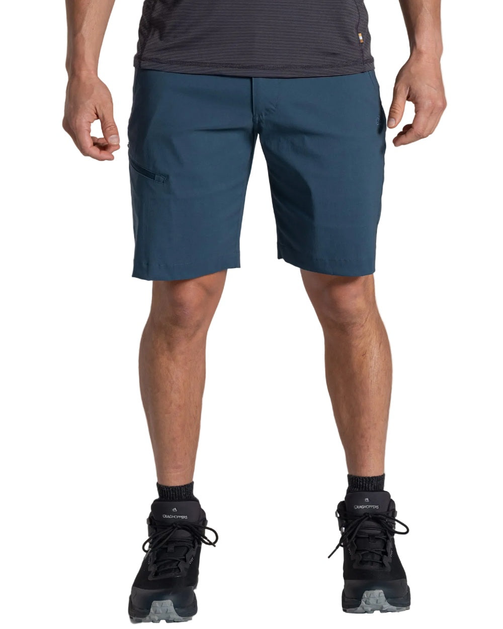 Blue Stone coloured Craghoppers Mens Kiwi Pro III Shorts on white background 