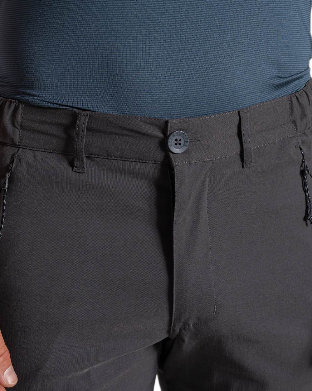 Dark Lead coloured Craghoppers Mens Kiwi Pro III Shorts on white background 