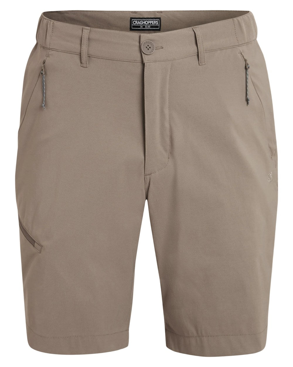 Pebble coloured Craghoppers Mens Kiwi Pro III Shorts on white background 