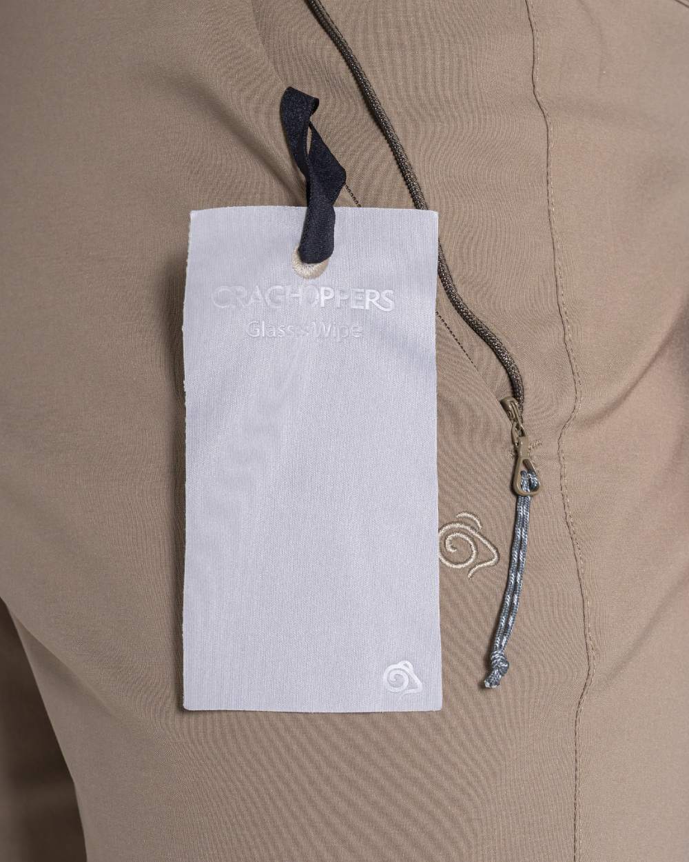 Pebble coloured Craghoppers Mens Kiwi Pro III Shorts on white background 