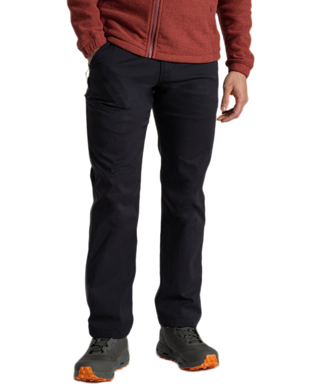 Black Coloured Craghoppers Mens Kiwi Pro III Thermo Trousers on white background 