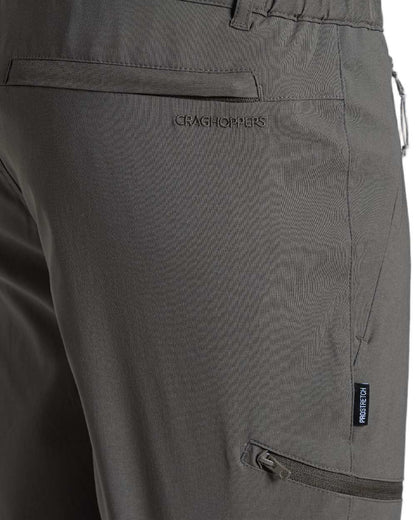Dark Khaki Coloured Craghoppers Mens Kiwi Pro III Trouser on white background 