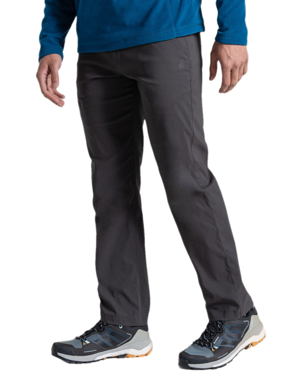 Dark Lead Coloured Craghoppers Mens Kiwi Pro III Trouser on white background 
