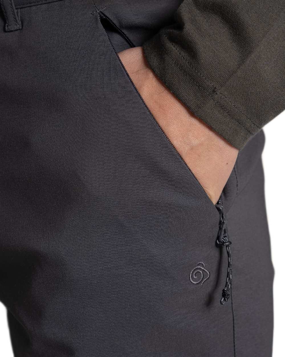 Dark Lead Coloured Craghoppers Mens Kiwi Pro III Trouser on white background 