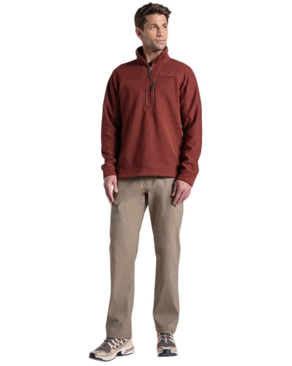 Pebble Coloured Craghoppers Mens Kiwi Pro III Trouser on white background 