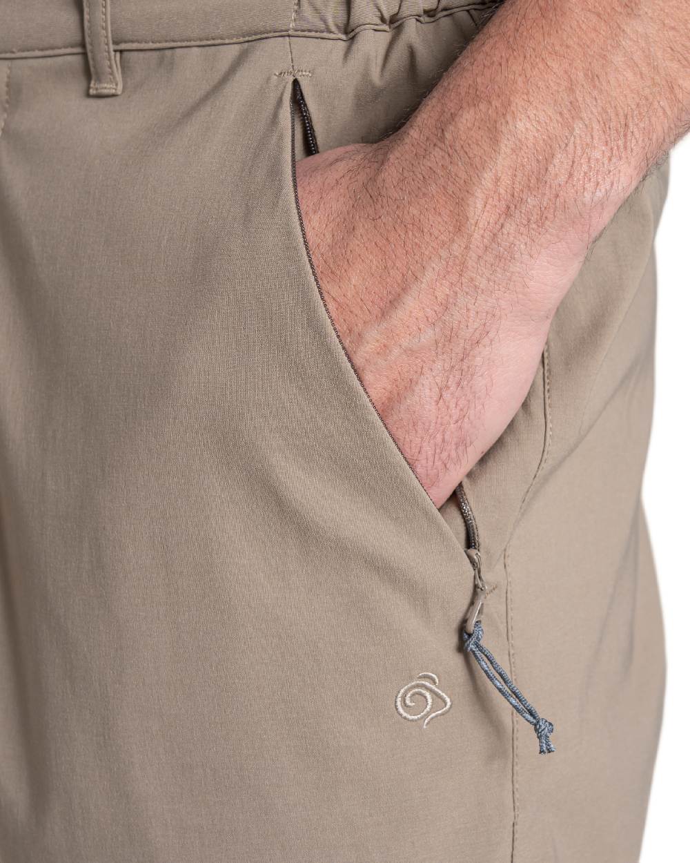 Pebble Coloured Craghoppers Mens Kiwi Pro III Trouser on white background 