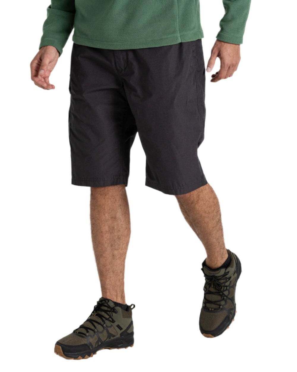 Black Pepper coloured Craghoppers Mens Kiwi Recycled Long Short on white background 