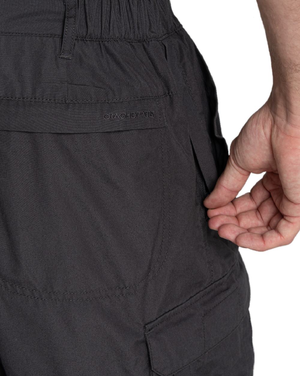 Black Pepper coloured Craghoppers Mens Kiwi Recycled Long Short on white background 