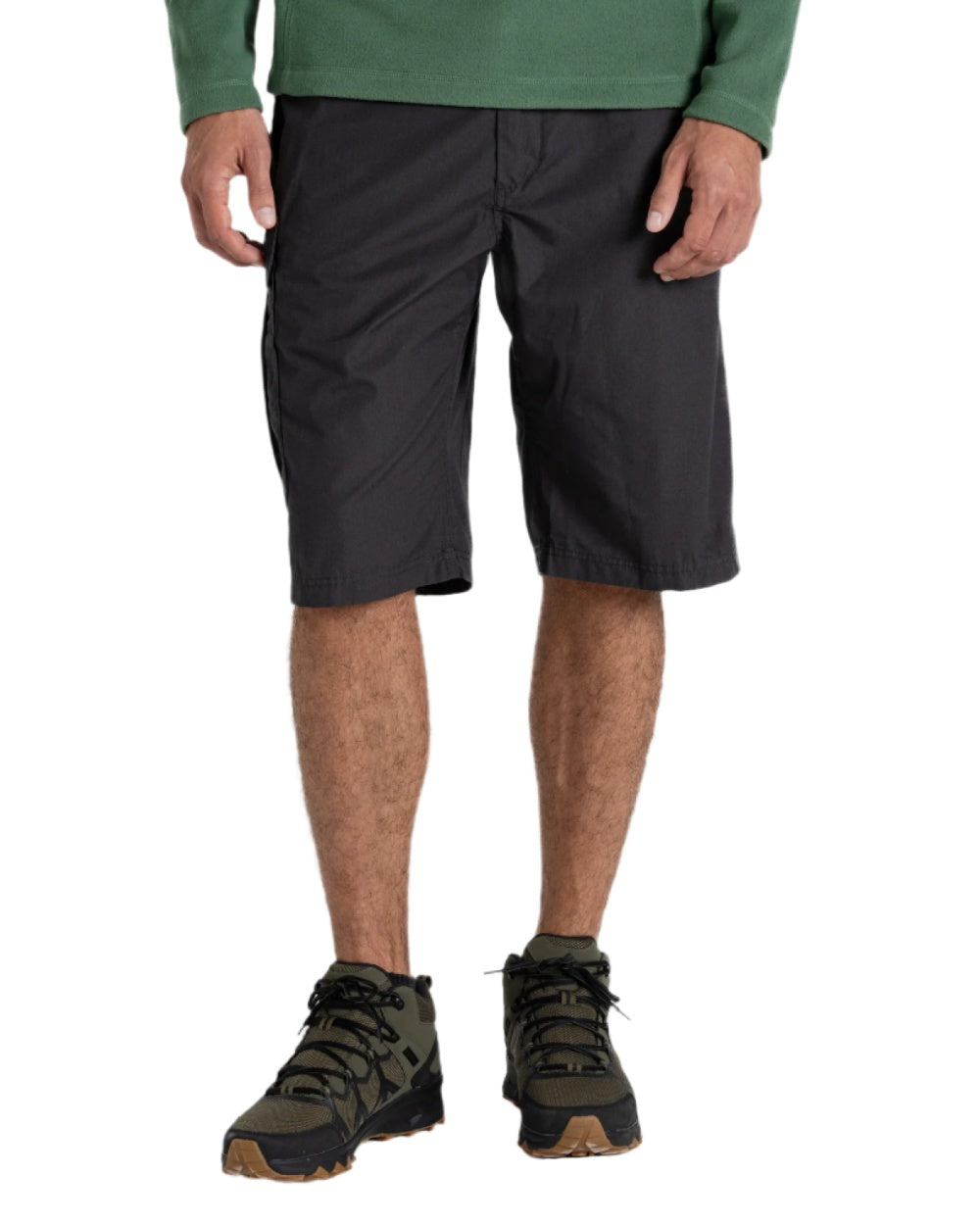 Black Pepper coloured Craghoppers Mens Kiwi Recycled Long Short on white background 