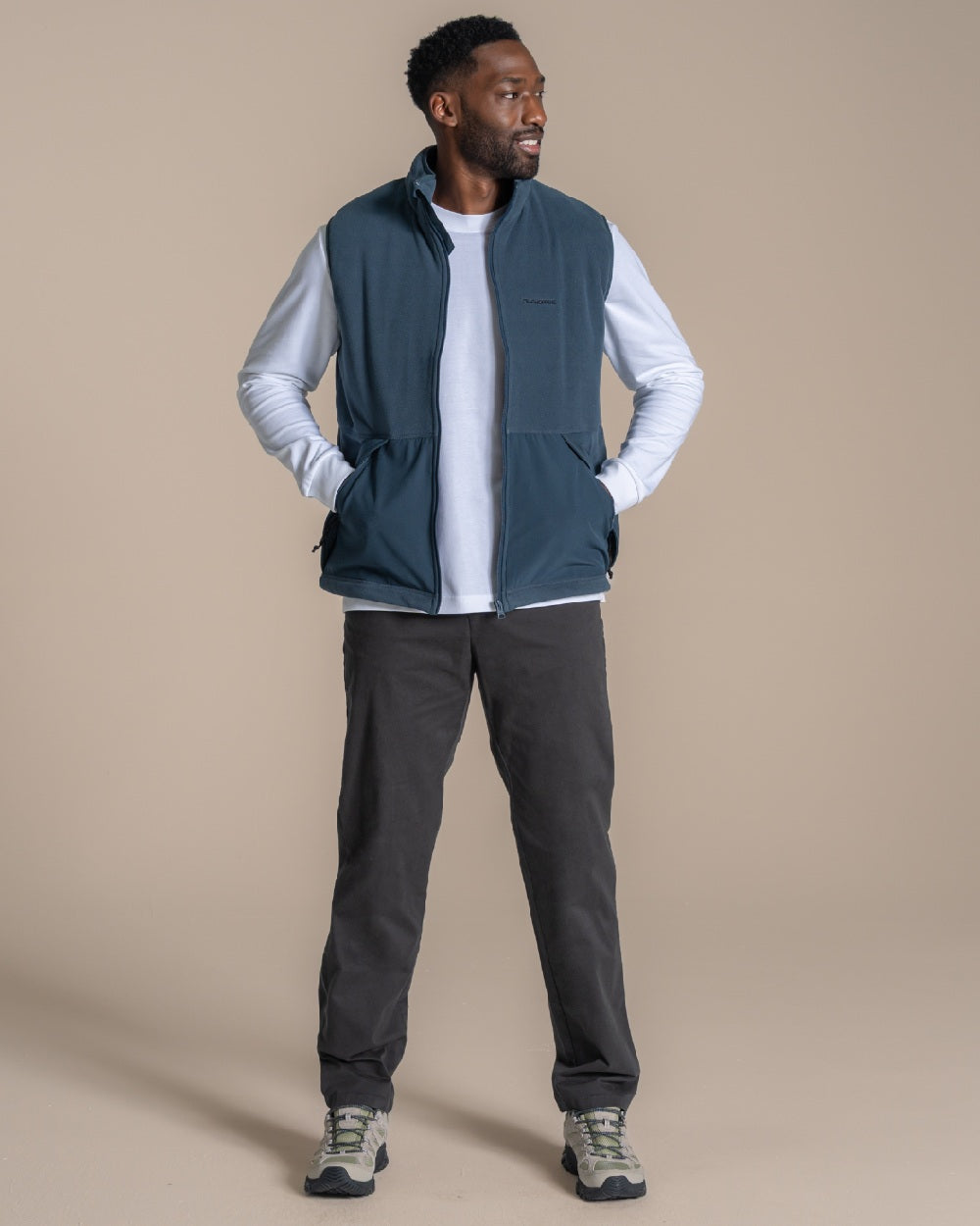 Blue Stone coloured Craghoppers Mens Leif Vest Blue Stone on beige 