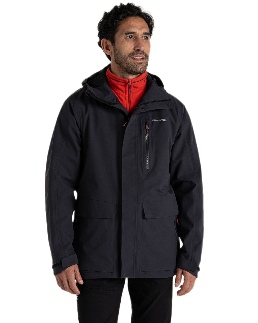 Dark Iron Coloured Craghoppers Mens Lorton II Waterproof Jacket on White Background
