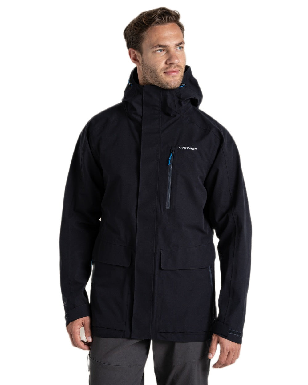 Dark Navy coloured Craghoppers Mens Lorton II Waterproof Jacket on white background 