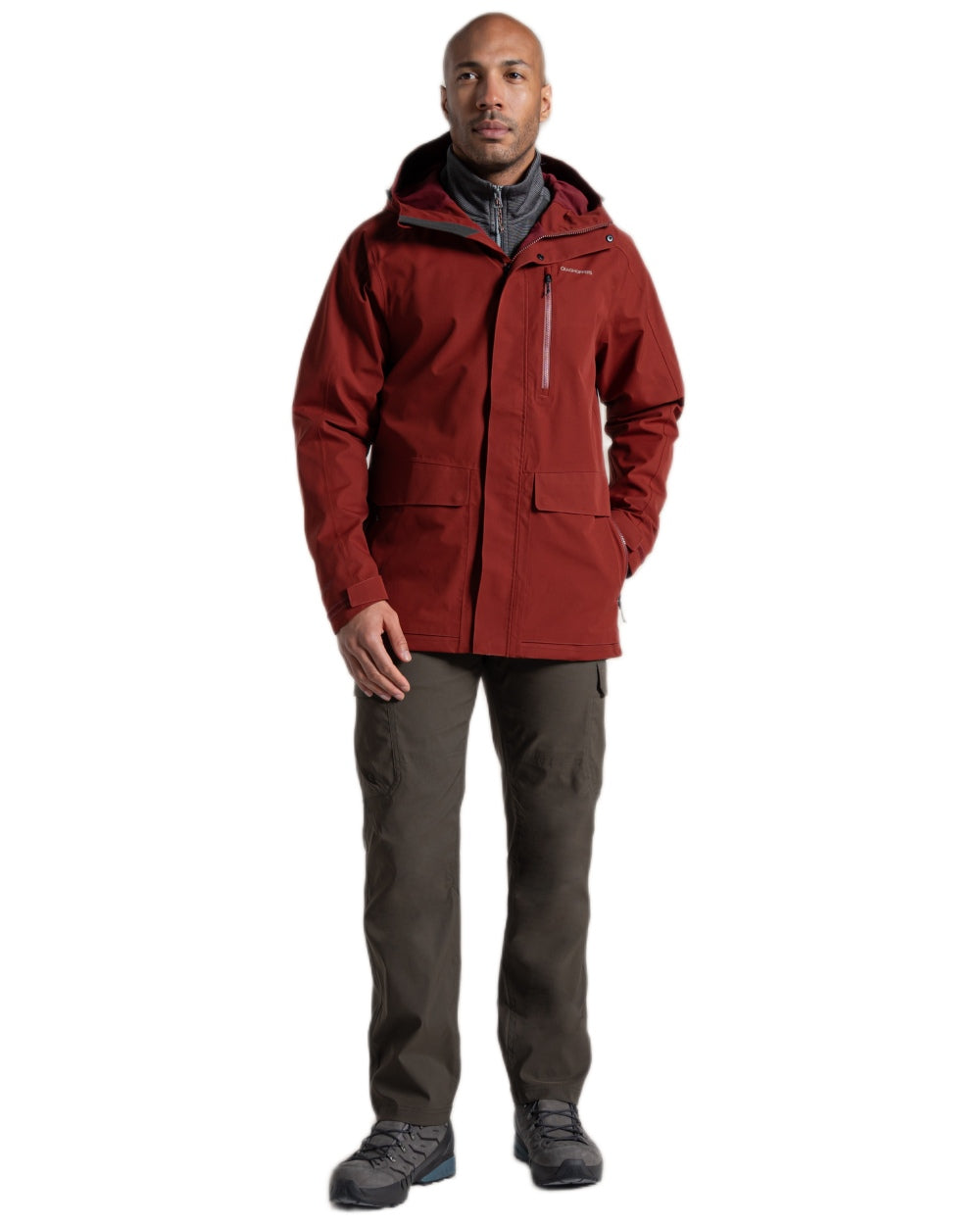 Red Jasper coloured Craghoppers Mens Lorton II Waterproof Jacket on white background 