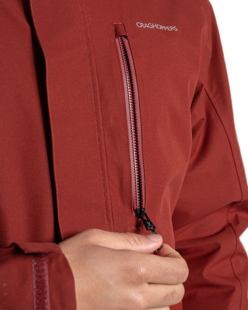 Red Jasper coloured Craghoppers Mens Lorton II Waterproof Jacket on white background 