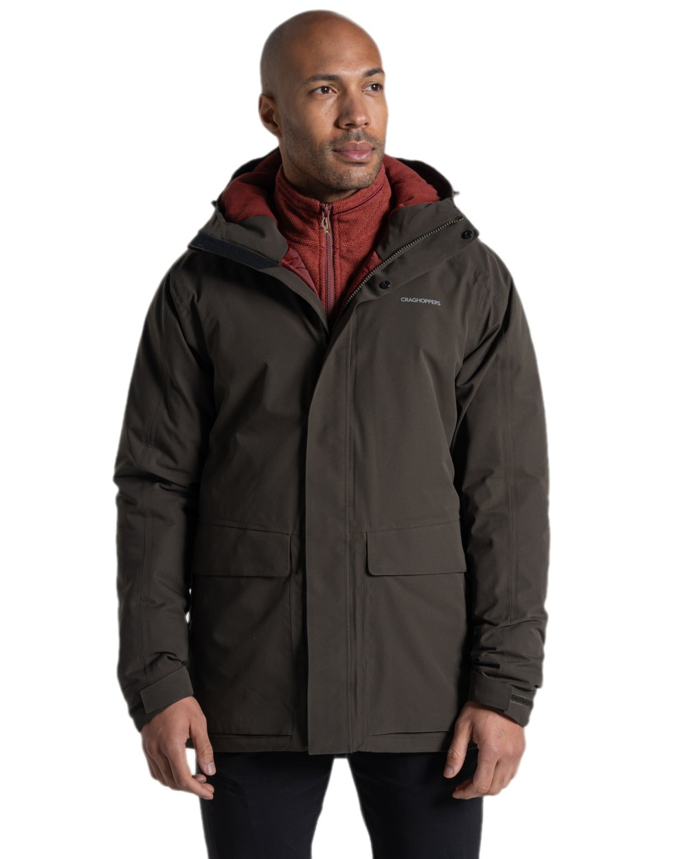 Woodland Green Coloured Craghoppers Mens Lorton Thermic Jacket on white background 
