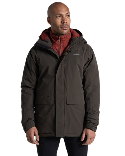 Woodland Green Coloured Craghoppers Mens Lorton Thermic Jacket on white background 