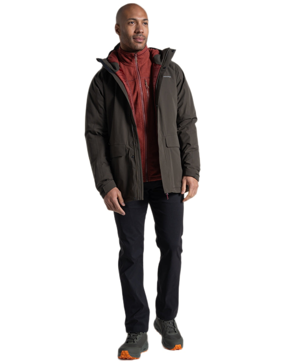 Woodland Green Coloured Craghoppers Mens Lorton Thermic Jacket on white background 