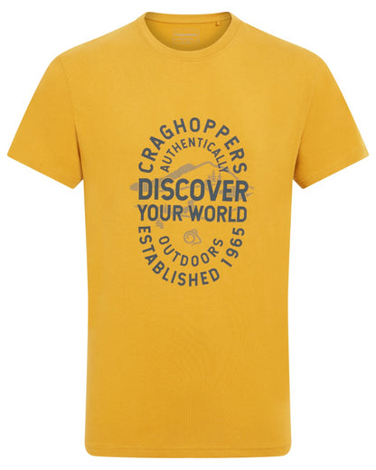 Beeswax Coloured Craghoppers Mens Lucent II Short Sleeved T-Shirt on White Background
