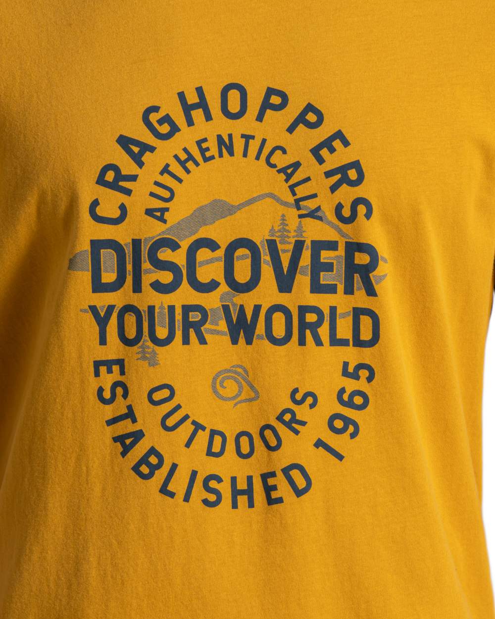 Beeswax Coloured Craghoppers Mens Lucent II Short Sleeved T-Shirt on White Background
