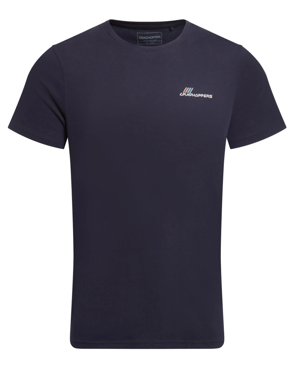 Blue Navy Brand Carrier Coloured Craghoppers Mens Lucent II Short Sleeved T-Shirt on White Background
