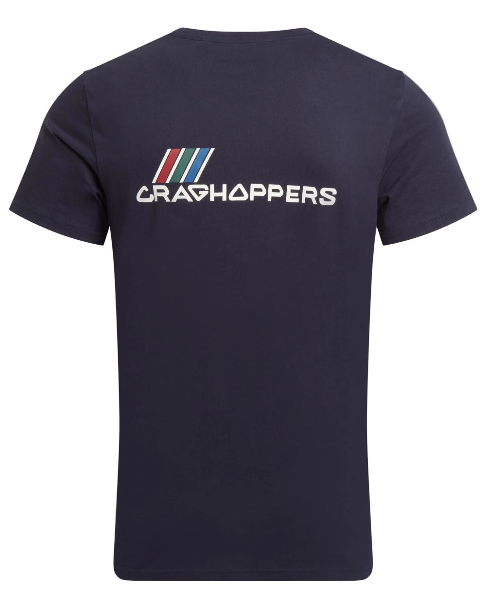 Blue Navy Brand Carrier Coloured Craghoppers Mens Lucent II Short Sleeved T-Shirt on White Background
