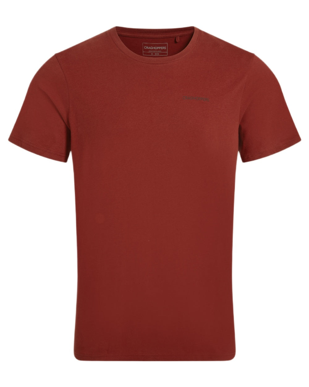 Red Beach Coloured Craghoppers Mens Lucent II Short Sleeved T-Shirt on White Background
