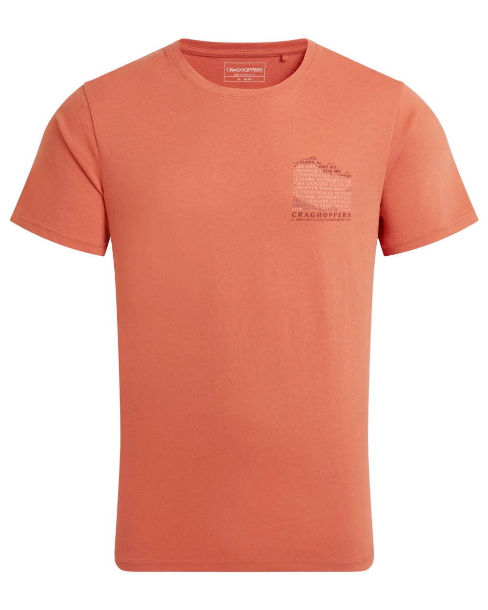 Sahara Coloured Craghoppers Mens Lucent II Short Sleeved T-Shirt on White Background

