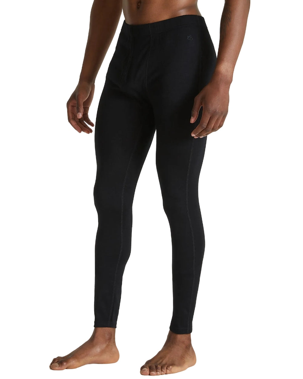 Black coloured Craghoppers Mens Merino Baselayer Leggings on white background 