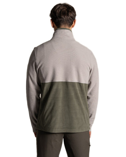 Parchment Dark Sage coloured Craghoppers Mens Miller Half Zip Fleece on white background 