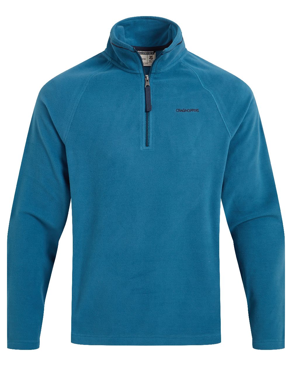 Brisk Blue Coloured Craghoppers Mens National Trust Corey II Half Zip Fleece on White Background
