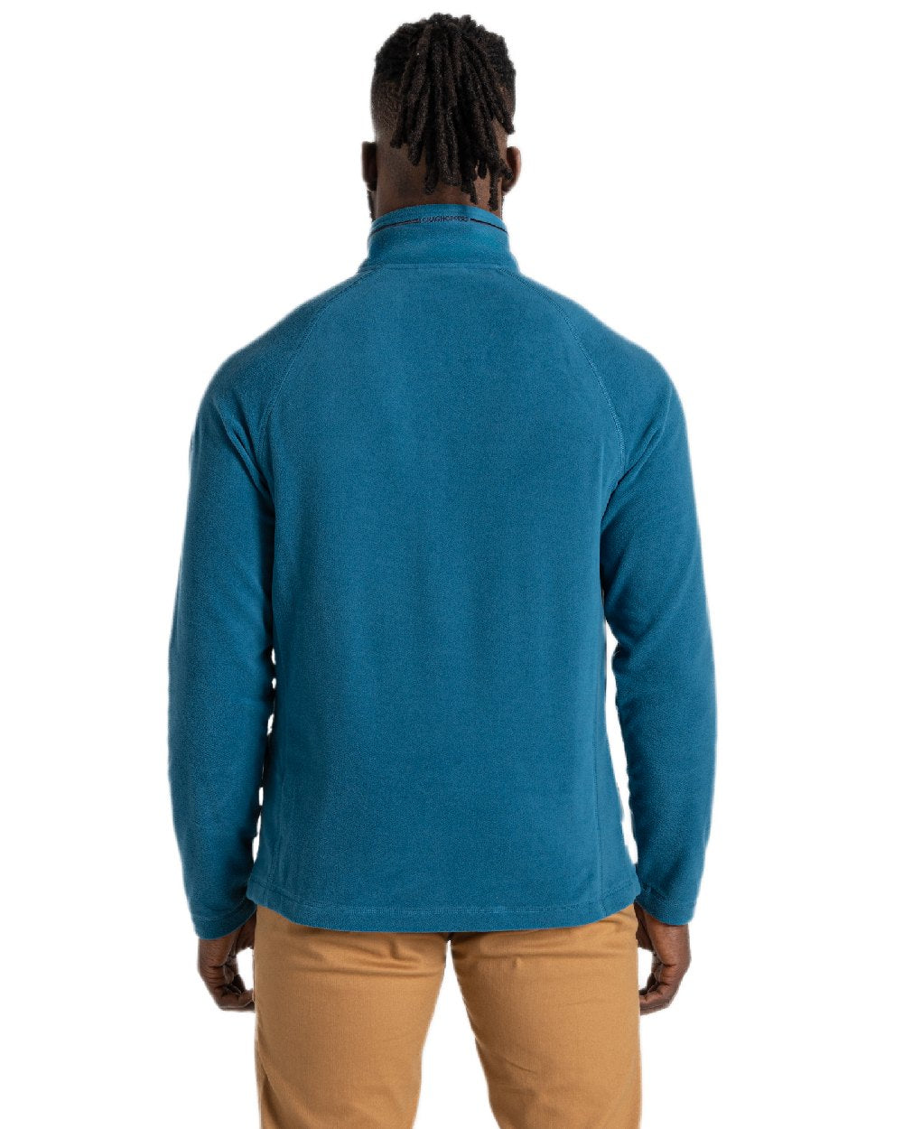 Brisk Blue Coloured Craghoppers Mens National Trust Corey II Half Zip Fleece on White Background
