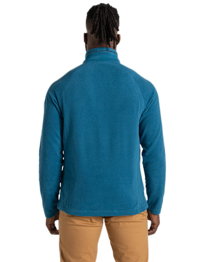 Brisk Blue Coloured Craghoppers Mens National Trust Corey II Half Zip Fleece on White Background
