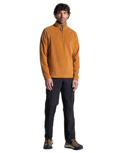 Deep Henna coloured Craghoppers Mens National Trust Corey II Half Zip Fleece on white background 