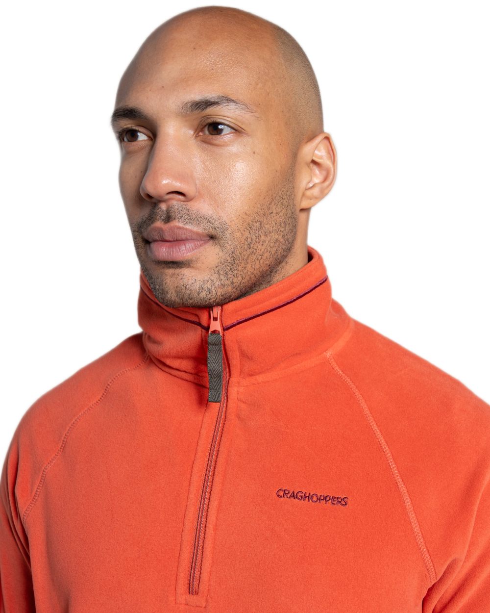 Feldspar coloured Craghoppers Mens National Trust Corey II Half Zip Fleece on white background 